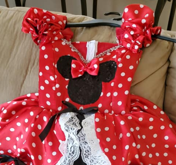 Custom-made red and white polka dot Minnie Mouse costume dress